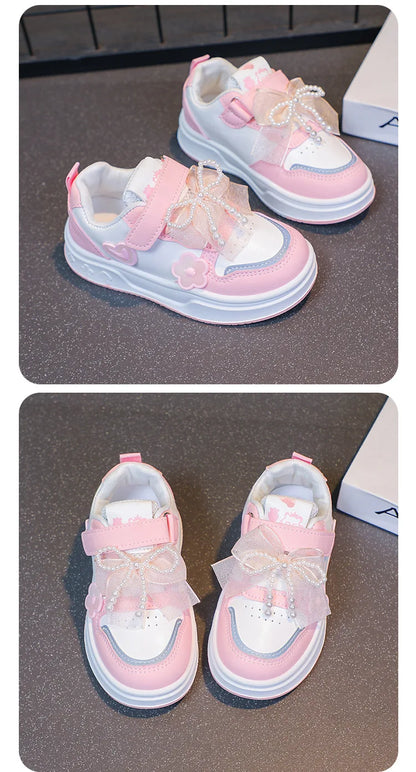Girls Athletic Shoes Lightweight Princess Casual Sneakers Non Slip Soft Sole Toddler Kids School Tennis Fashion Shoes for Girls