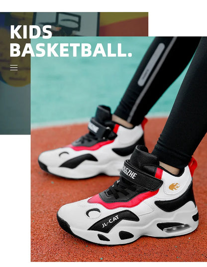 Kids Basketball Shoes Boys Student Sports Shoes School Daily Outdoor Running Sneakers High Top Children Basketball Sneakers
