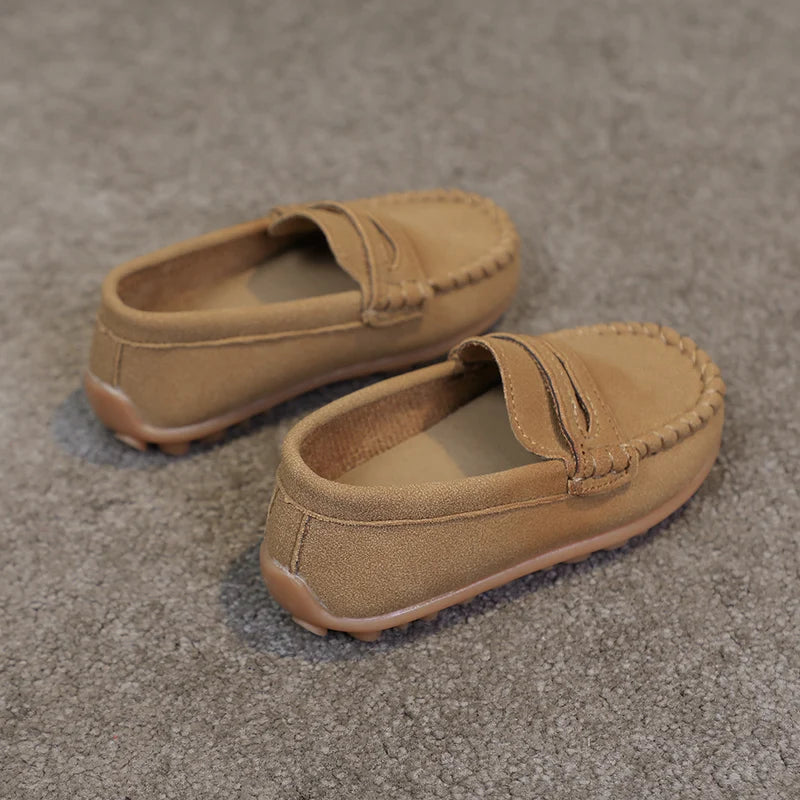 Boys Moccasins Shoes Fashion Solid Color Kids School Causal Shoes Breathable Non-slip Children Slip-on Flats Loafers Size 21-30