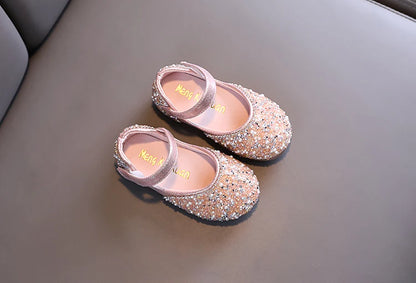 Girl's Princess Shoes Summer Glimmer Round Toe Party Dance Flat Shoe for Girls Spring Size 21-36 Infant Children Mary Janes