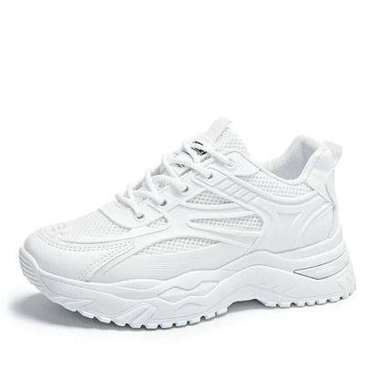 White Sneakers Women New Leather Chunky Sneakers Women's Sports Shoes Thick Tennis Vulcanized Shoes Basket Platform Shoes
