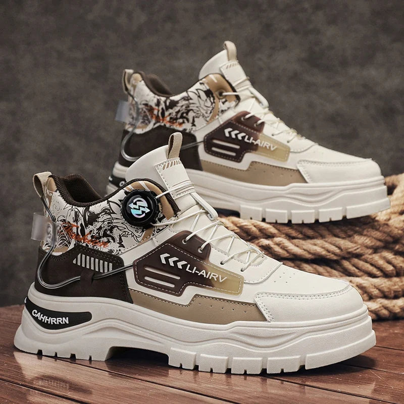 Men's Casual Outdoor Boots Fall Breathable Trendy Versatile Leisure Knob Board Shoes Anti-slip Riding Fashion Sneakers  (Available)