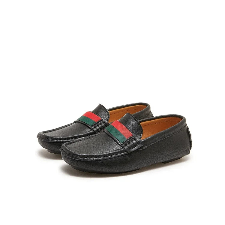 Boys Leather Shoes Black White for School Party Wedding Kids Formal Flats Loafers Slip-on Soft Loafers Children Moccasins 26-37