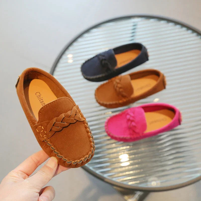Boys Leather Shoes Fashion Kids Flats Loafers Slip-on Moccasins Classic Children Party Shoes 2024 Spring Autumn Soft Breathable