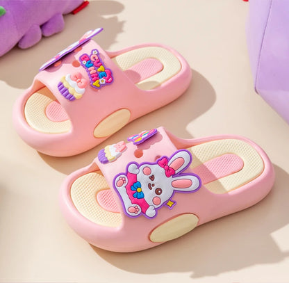 Cute Bunny Children's Home Slippers Girls' Summer Footwear Beach Sandals For Kids Thick Sole Soft Non-slip Home Bathroom Shoes
