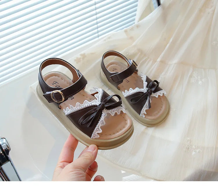 Girls Sandals Sweet Bow Toddler Kids Princess Beach Shoes Soft Sole Summer New Children Casual Shoes Breathable Non-slip