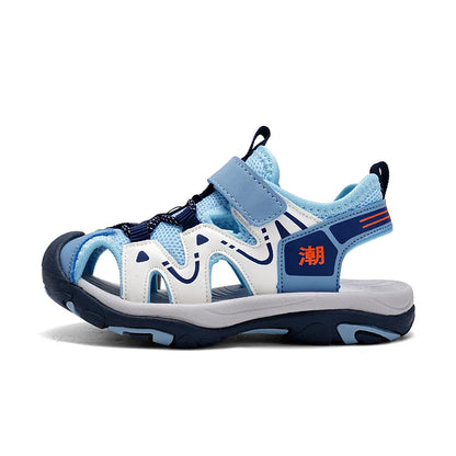 Summer Kids Beach Sandals Shoes Closed Toe Anti Bump Children's Walking Flat Shoe Outdoor Breathable Boy's Soft Sole Sandals