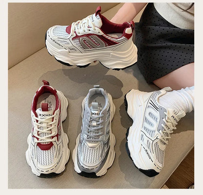 Women Sneakers Autumn Fashion Breathable Casual Shoes Women Mesh Lace Up Comfort Platform Vulcanize Shoes Zapatillas De Mujer