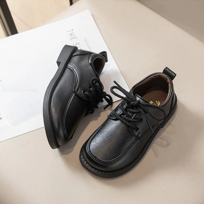 Boys Leather Shoes New Fashion Kids Causal School Formal Flat Shoes Black Brown Simple Performance Children Uniform Shoes