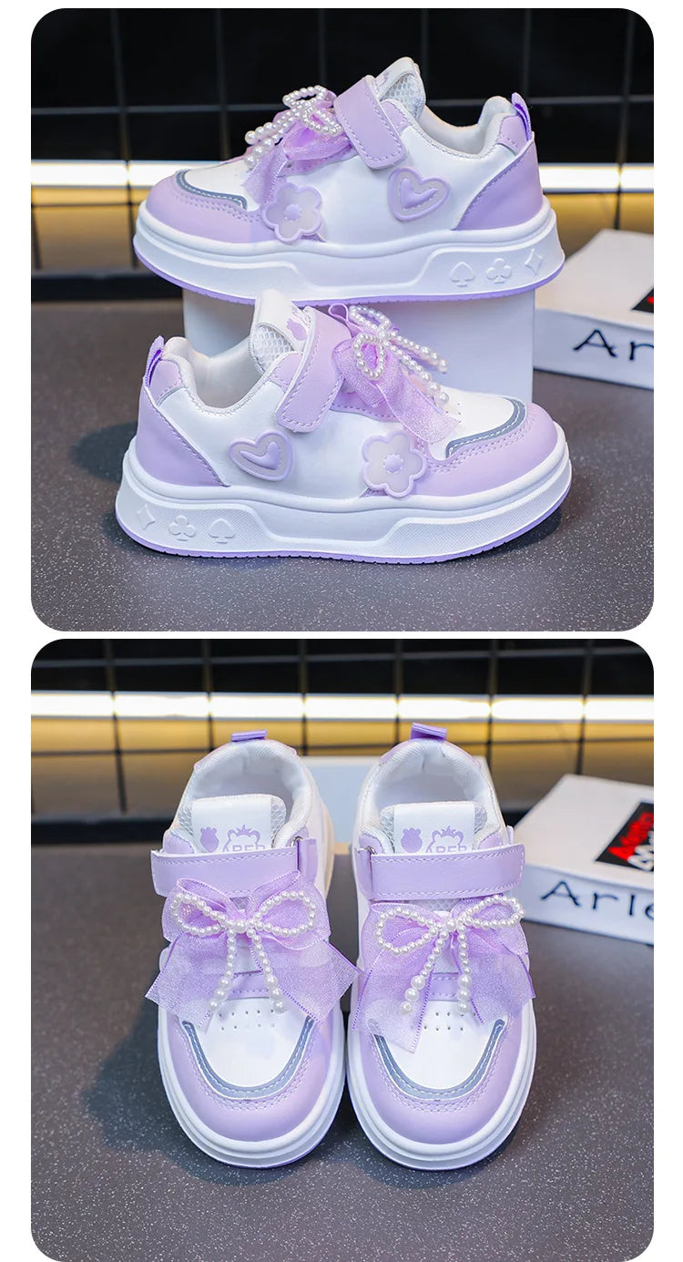 Girls Athletic Shoes Lightweight Princess Casual Sneakers Non Slip Soft Sole Toddler Kids School Tennis Fashion Shoes for Girls