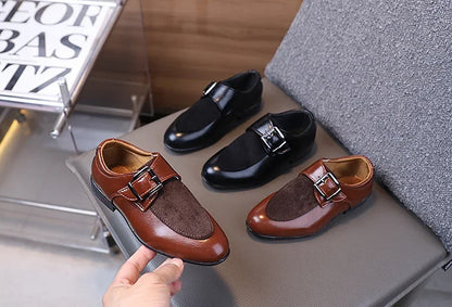 New Boy School Leather Shoes Pointed-toe Kids Formal Uniform Performance Loafers Fashion Versatile Children's Causal Low-heels