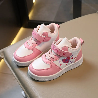 Children's Sports Shoes Spring and Autumn New Cute Girls' Sneakers Versatile Soft Breatheable Hook & Loop Fashion Kids Shoe
