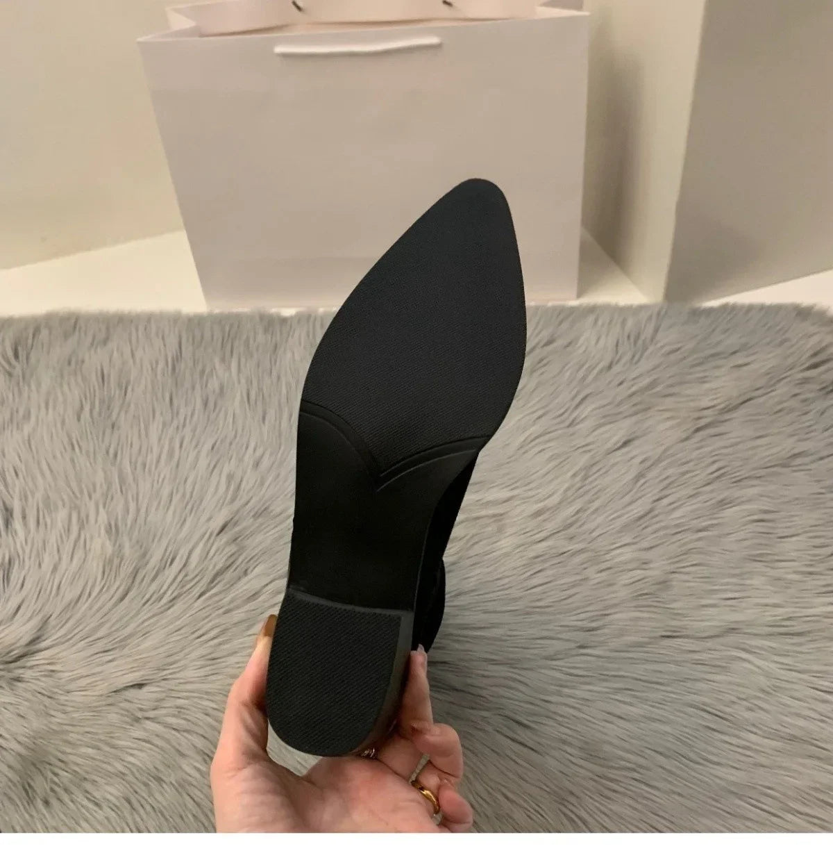 Women's Suede High-heeled Boots for Autumn and Winter, New Plush Pointed Stacking Boots, Fashionable Outdoor Knight Boots