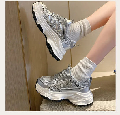 Women Sneakers Autumn Fashion Breathable Casual Shoes Women Mesh Lace Up Comfort Platform Vulcanize Shoes Zapatillas De Mujer