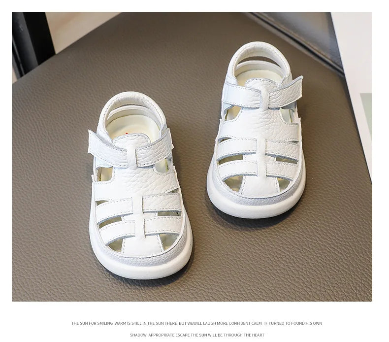 Baby Boys Sandals Girls Casual Shoes Summer Infant Toddler Shoes Anti-Slippery Genuine Leather Sport Beach Sandals for Kids