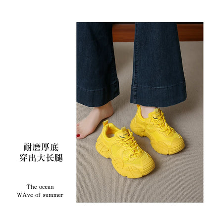 Women Platform Sneakers Lace Up Running Sports Shoes Soft Breathable Tennis Sneakers Casual Outdoor Comfortable Shoes For Female