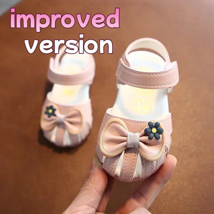 Kids Summer Sandals Todler Girl Shoes Bow Baby Girl Sandal 0-3 Years Beige Pink