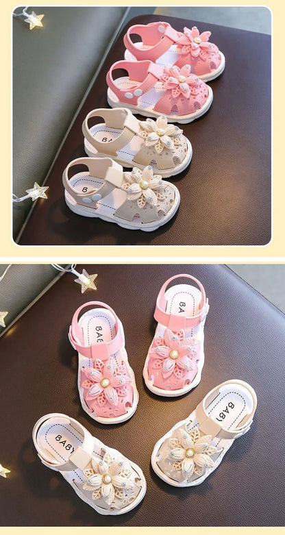 New Girls Summer Sandals Soft Sole Breathable Kids Beach Shoes Anti-slip Princess Sandals Children Casual Footwear