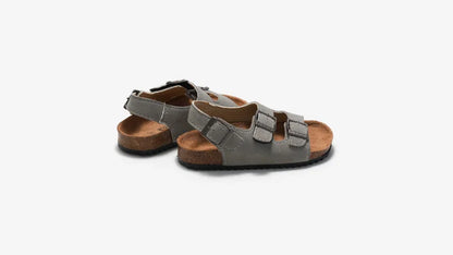 Boys Summer Soft Soled Cork Sandals Children One Line Herringbone Slippers Girl Beach Breathable Double Ring Buckle Casual Shoes
