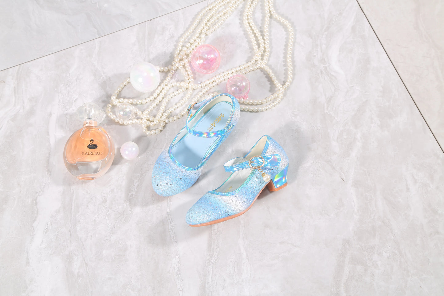 YUNICUS Girls High Heels Princess Shoes Students Children's Single Shoes Little Girl Performance Sequins Glitter Leather Shoes