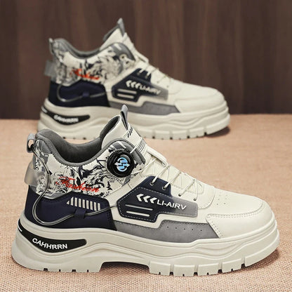 Men's Casual Outdoor Boots Fall Breathable Trendy Versatile Leisure Knob Board Shoes Anti-slip Riding Fashion Sneakers  (Available)