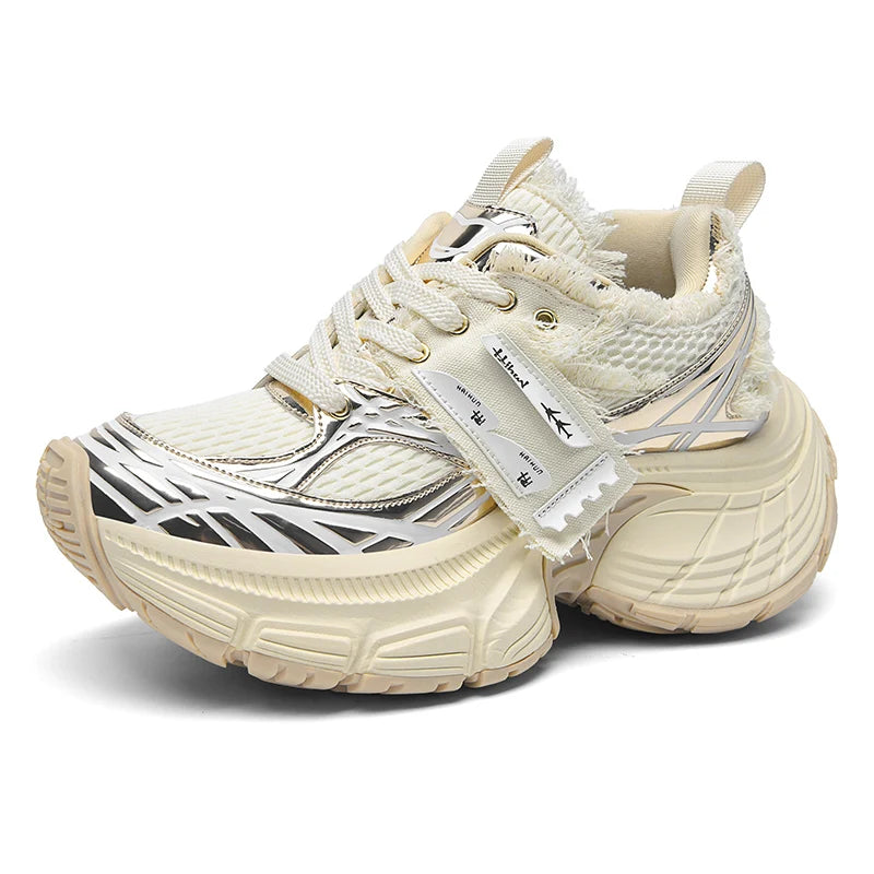 White Chunky Sneakers Women Summer Autumn Bling Rhinestones Shoes for Girls Thick Platform Footwear Size 36-44 Shoes for Men