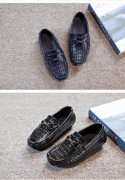 Children's Leather Shoe Boys Moccasins Non-slip Britain Style Round-toe Flat Shoes 2025 Autumn Fashion Casual Kids Loafers