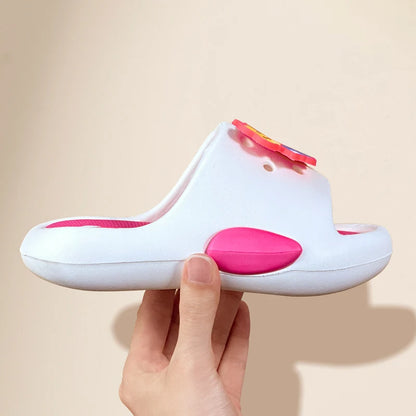 Cute Bunny Children's Home Slippers Girls' Summer Footwear Beach Sandals For Kids Thick Sole Soft Non-slip Home Bathroom Shoes