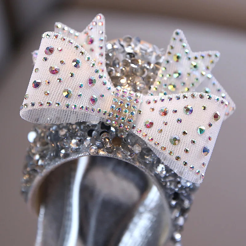 Kids Shoes Summer for Girl Sandals Fashion Sequins Rhinestone Bow Girls Princess Shoe Soft Bottom