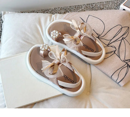 Girls' Elegant Sandals - Versatile & Stylish For Indoor/Outdoor, Beach-Ready Princess Shoes With Beaded Tassels, Breathable & Li