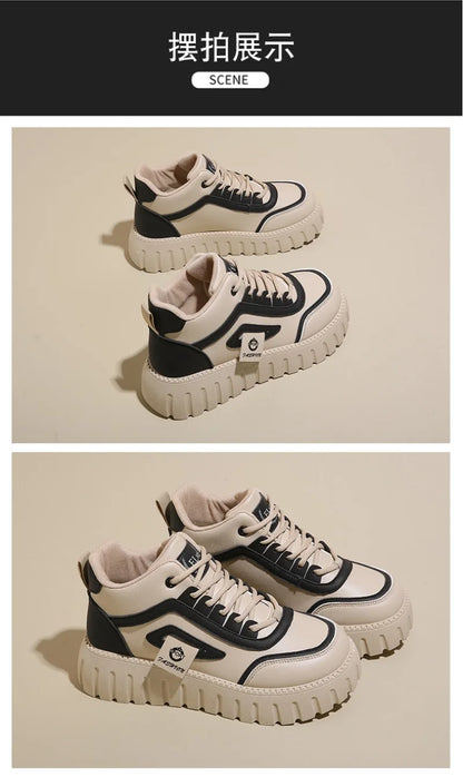 Women's Platform Sneakers Fashion High-top Casual Shoes for Women Lace Up Vulcanized Shoes Trendy Skateboard Shoes Zapatos Mujer