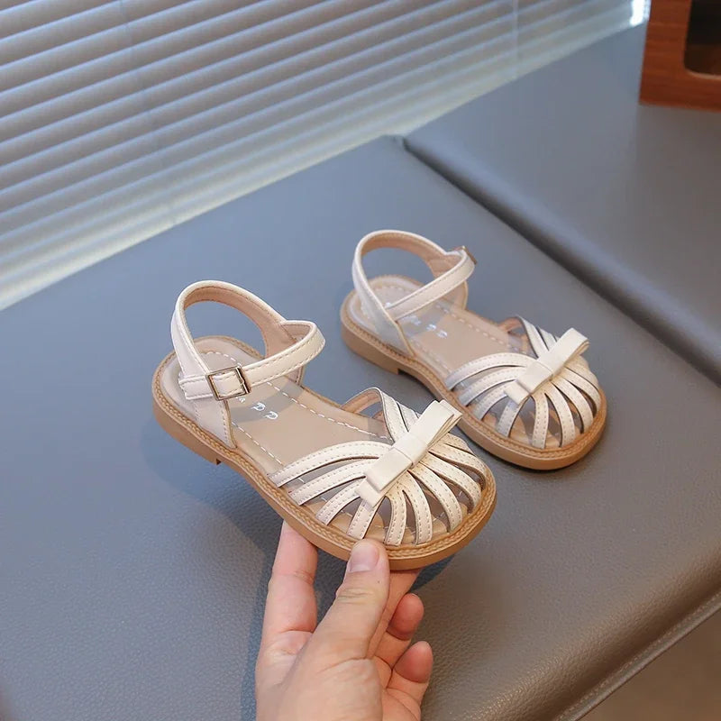 Girls Summer Non-slip Soft Sole Sandals Toddler Cute Bow Round Head Beach Shoes Baby Girl Fashion Elegant School Party Shoes