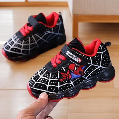 New Boys Breathable Lighted Sneakers Spiiderman Children's  Luminous Shoes Student Teenager Sport Shoes Kids Casual Shoes