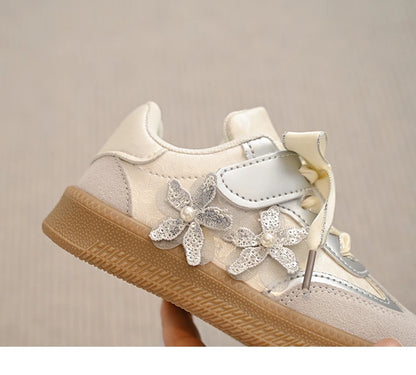 Kids Skate Sneakers for Girls 2025 Autumn New Toddler Walking Shoes Cute Ornament Non-slip Retro Comfort School Sports Sneakers