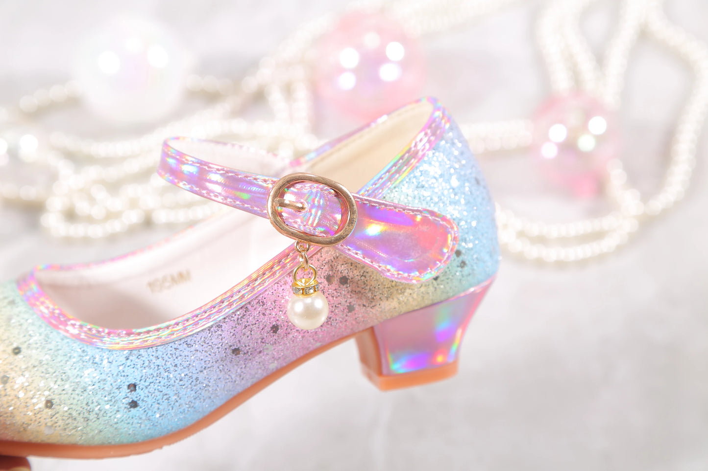 YUNICUS Girls High Heels Princess Shoes Students Children's Single Shoes Little Girl Performance Sequins Glitter Leather Shoes