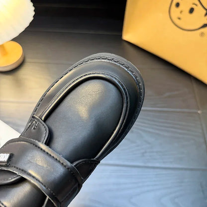 Boys Casual Leather Shoes Black Party Shoes for Formal Wedding School Fashion Classic Hook & Loop Kids Fashion Casual Loafers