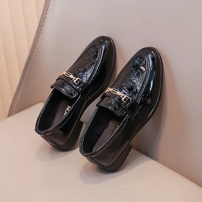 Children Leather Shoes Boys Formal Shoes Black Classic Point Toes Soft Bottom Spring Autumn British Style Kids Flat Shoes