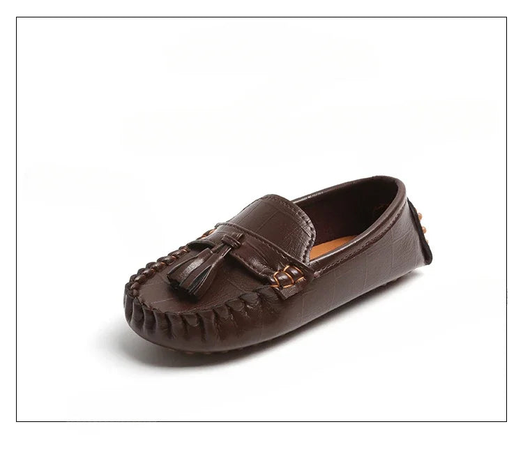 Children Moccasin Shoes Boys Flats Loafers Non-slip Tassels Cute Kids Casual Leather Shoes Soft Slip-on Pleated Solid Color 2023