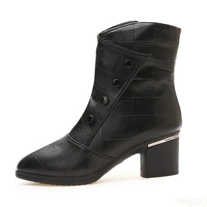 Elegant minimalist short boots women autumn winter fashionable versatile mid heeled soft soled women's shoes mid top boots