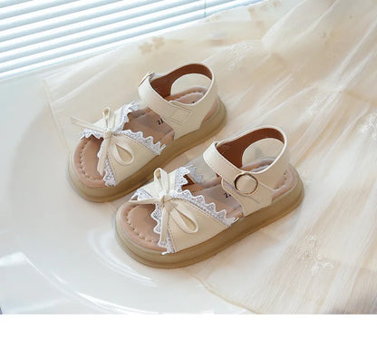 Girls Sandals Sweet Bow Toddler Kids Princess Beach Shoes Soft Sole Summer New Children Casual Shoes Breathable Non-slip