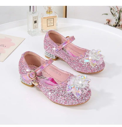 Spring New Children's Shoes Ice And Snow Romance Princess Elsa Shoes Girl's Fashion Sandals Crystal Princess Shoes