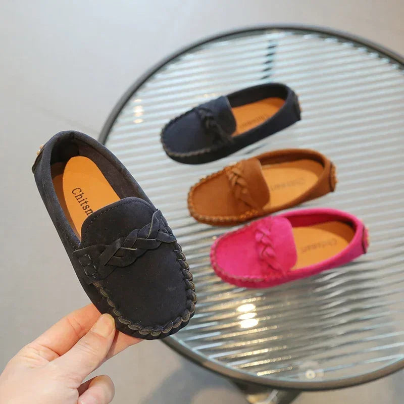 Boys Leather Shoes Fashion Kids Flats Loafers Slip-on Moccasins Classic Children Party Shoes 2024 Spring Autumn Soft Breathable