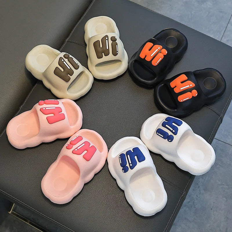 Boy HI Bathroom Slippers Girls Indoor Anti Slip Soft Bottom Home Slippers Parent Child Slippers