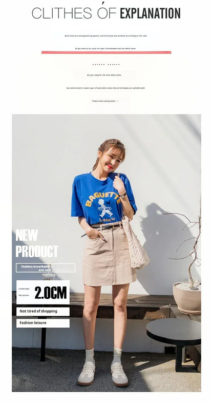 Women Sneakers Fashion Shoes Spring Trend Casual Flats Sneakers Female New Fashion Comfort White Vulcanized Platform Shoes 2024