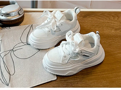 Students Sneakers Soft Sole Girls Running Shoes Mesh Breathable New Fashion Toddle Children Sports Shoes Non-slip Trendy