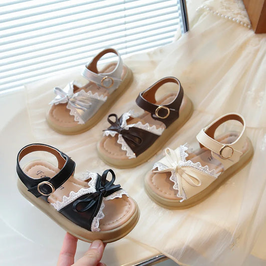 Girls Sandals Sweet Bow Toddler Kids Princess Beach Shoes Soft Sole Summer New Children Casual Shoes Breathable Non-slip