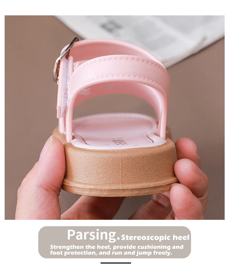 New Fashionable Girls Sandals Summer Bow Princess Sandals 3-14 Years Old Students Outside Wearing Versatile Velcro Sandals