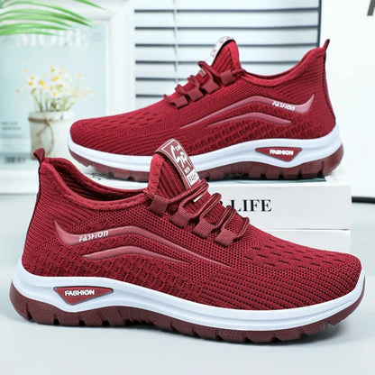 Women's Breathable Lace-Up Sneakers Soft-Soled Comfortable Casual Shoes, Trendy Lightweight Footwear for Daily Wear All Seasons