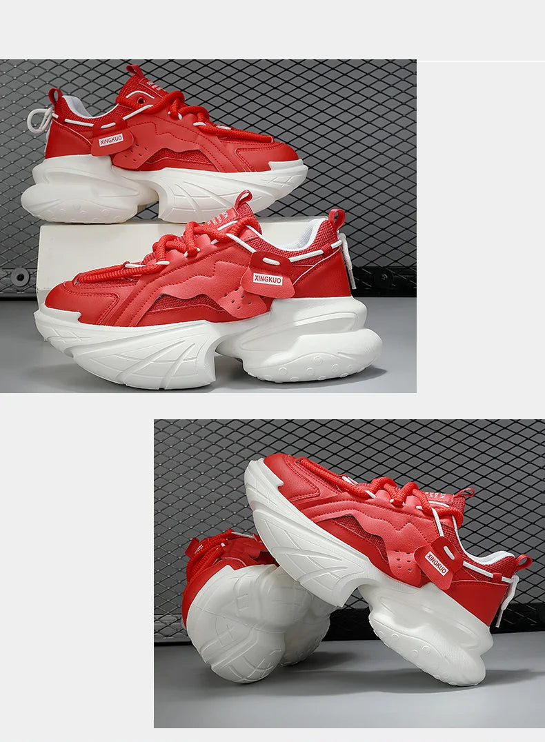 Men's Sneakers British Style Casual Platform Shoes For Men Sport Running Athletic Basketball Punk Red Sneakers Male 2025 Good