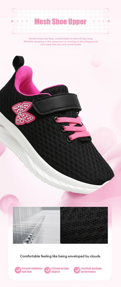 Girls' Breathable Mesh Sneakers with Bowknot Anti - Slip Casual Running Shoes for Kids Summer Sale Children's Sports Shoes